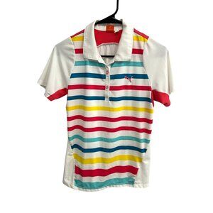 Puma Sportstyle Striped Polo Shirt S Multicolor Short Sleeve Performance Top